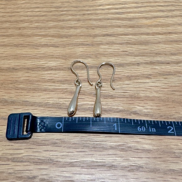 Yellow Gold tone Drop Earrings - Picture 2 of 4